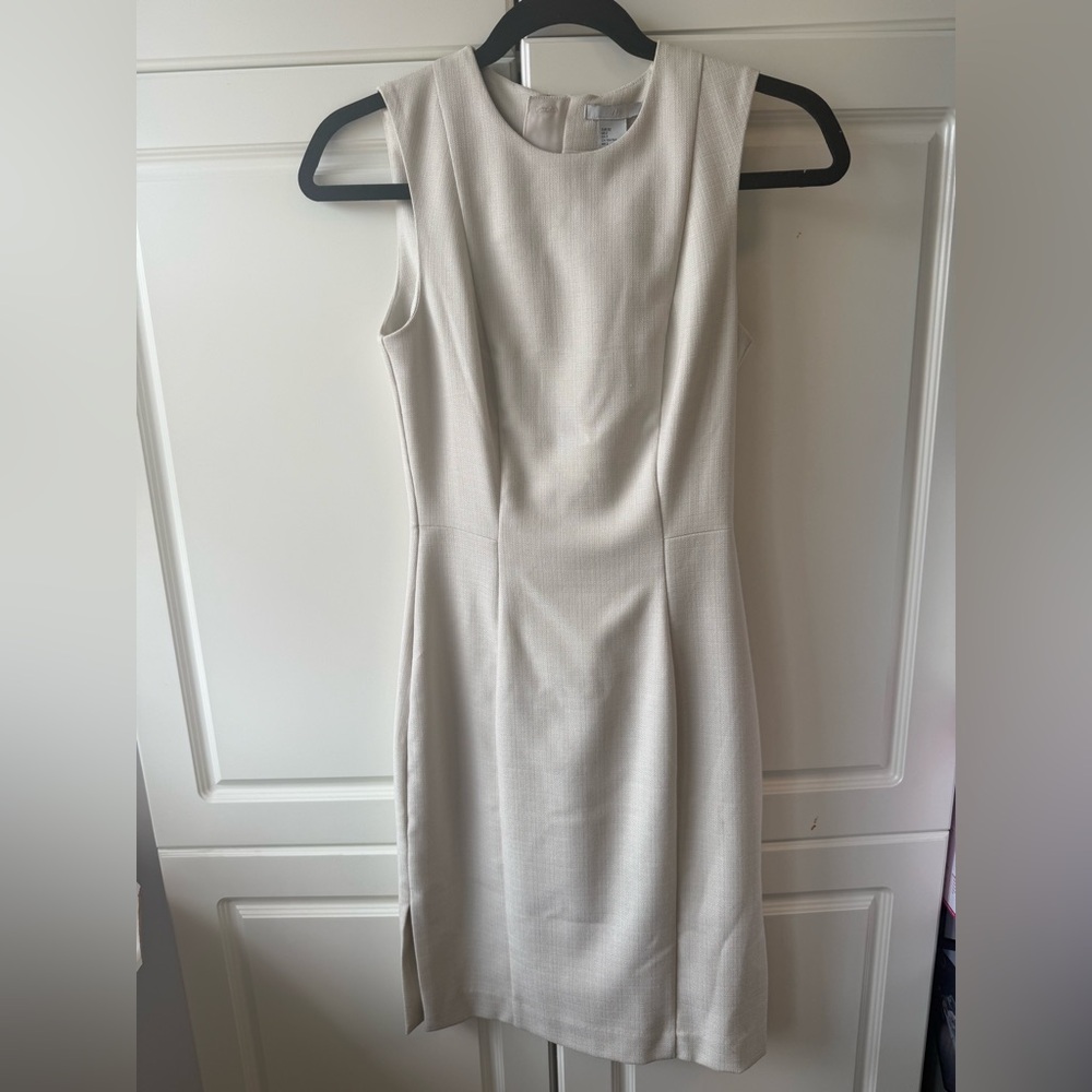 H&M Sleeveless Cream Midi Sheath Dress